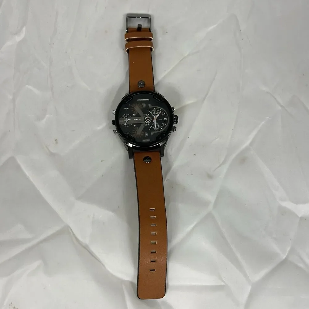 Diesel Mr. Daddy 2.0 DZ7332 Men’s 57mm Chronograph Watch Brown Leather Band